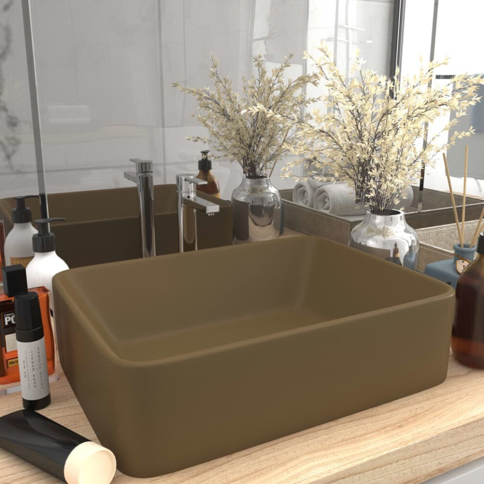 Vidaxl Luxury Wash Basin Matt Cream Ceramic Bathroom Above Counter Vanity Sink 8720286037560