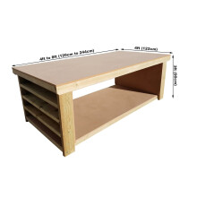 (6ft, Standard Legs) Workbench MDF Top Wide 3FT Depth With Side Shelving Wooden Table