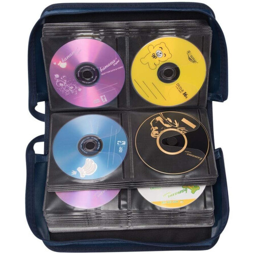(128, Blue) CD DVD Case Wallet Organiser + Carry Handle 1
