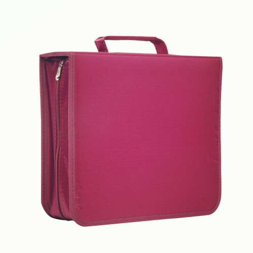 (256, Rose) CD DVD Case Wallet Organiser + Carry Handle