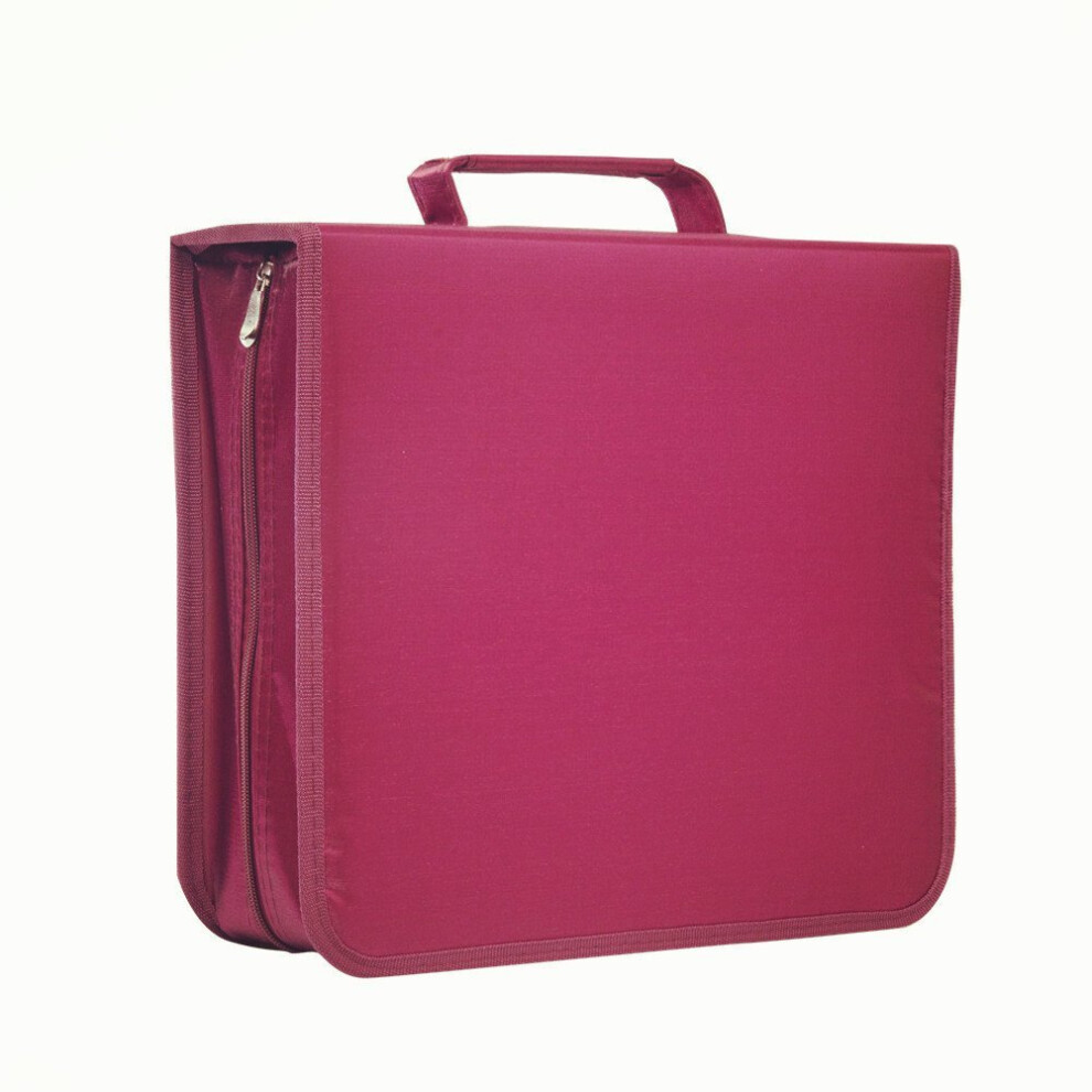 (256, Rose) CD DVD Case Wallet Organiser + Carry Handle