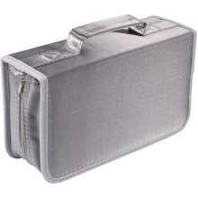 (128, Silver) CD DVD Case Wallet Organiser + Carry Handle