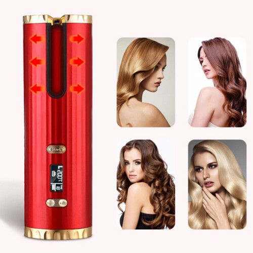 (Red) Latest Cordless Automatic Hair Curler Curling Wand 2