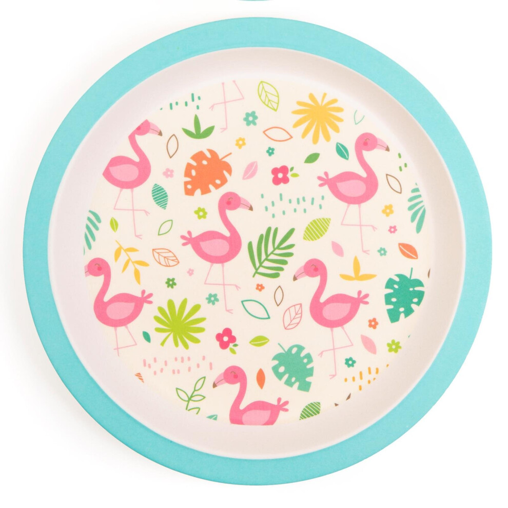 boppi Bamboo Dinnerware 5 Piece Set - Flamingos