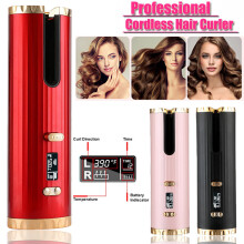 (Pink) Latest Cordless Automatic Hair Curler Curling Wand