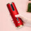 (Red) Latest Cordless Automatic Hair Curler Curling Wand 12