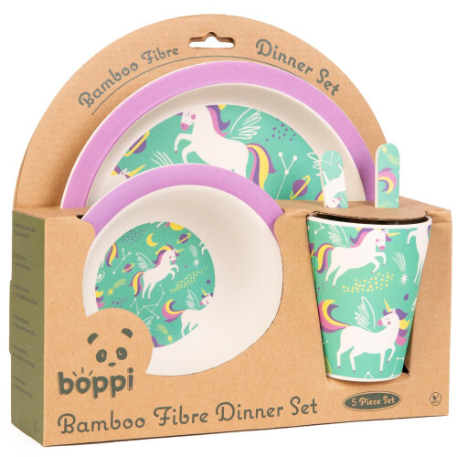 Boppi boppi Bamboo Dinnerware 5 Piece Set - Unicorns 2