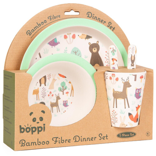 Boppi boppi Bamboo Dinnerware 5 Piece Set - Forest Animals 2
