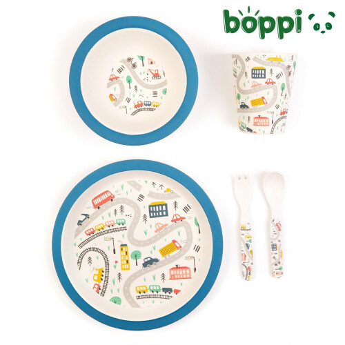 Boppi boppi Bamboo Dinnerware 5 Piece Set - Cars 1