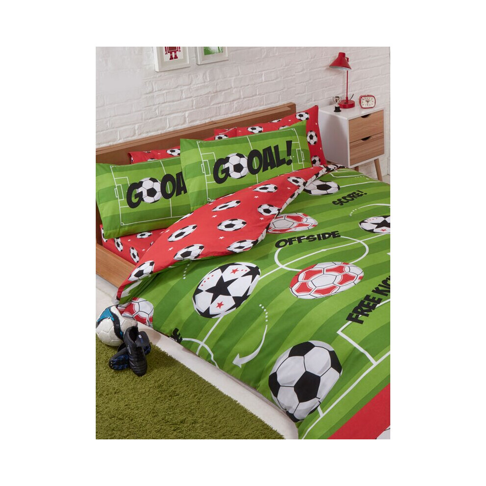 Football Red Double Duvet Cover and Pillowcase Set