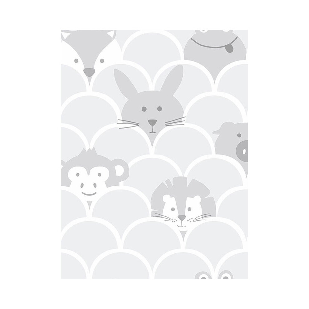 Over The Rainbow Peek A Boo Animals Wallpaper Grey Holden 91030 5022976910300