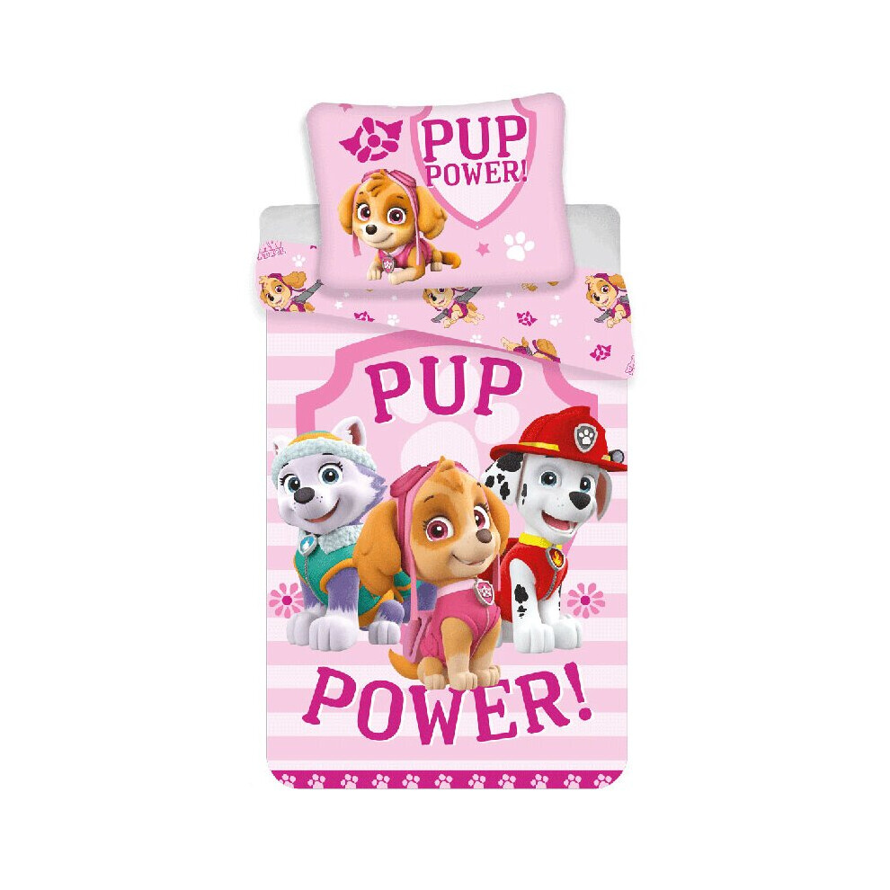 Paw Patrol Pup Power Single Cotton Duvet Cover Set - European Size