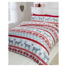 (Single) Scandi Christmas Brushed Cotton Duvet Cover Set