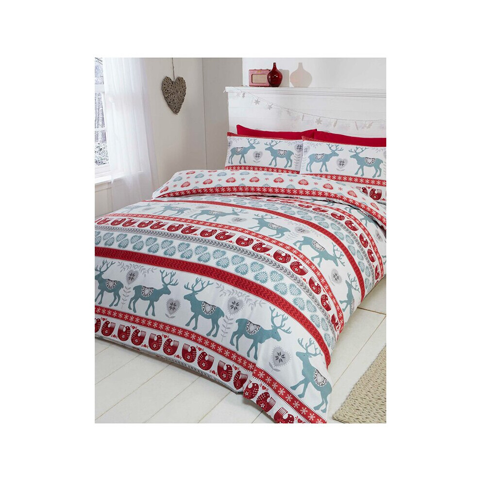(Single) Scandi Christmas Brushed Cotton Duvet Cover Set