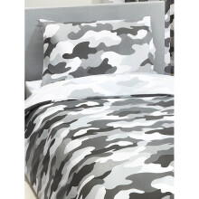 Grey Army Camouflage Reversible Single Duvet Cover and Pillowcase Set