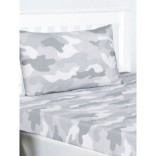 Grey Army Camouflage Single Fitted Sheet and Pillowcase Set