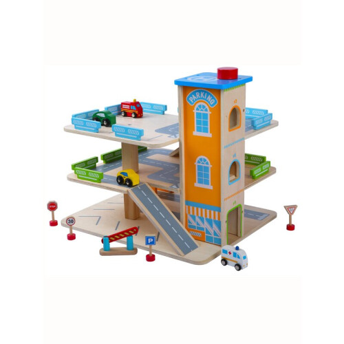 Wooden Toy Car Park with Lift