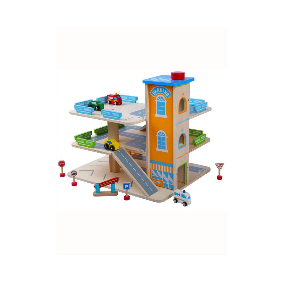 Wooden Toy Car Park with Lift