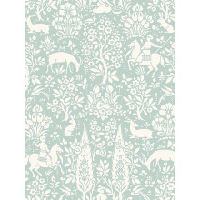 (Duck Egg Blue) Crown Archives Woodland Wallpaper