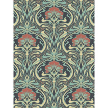 Crown Archives Flora Nouveau Wallpaper Peacock Green M1196