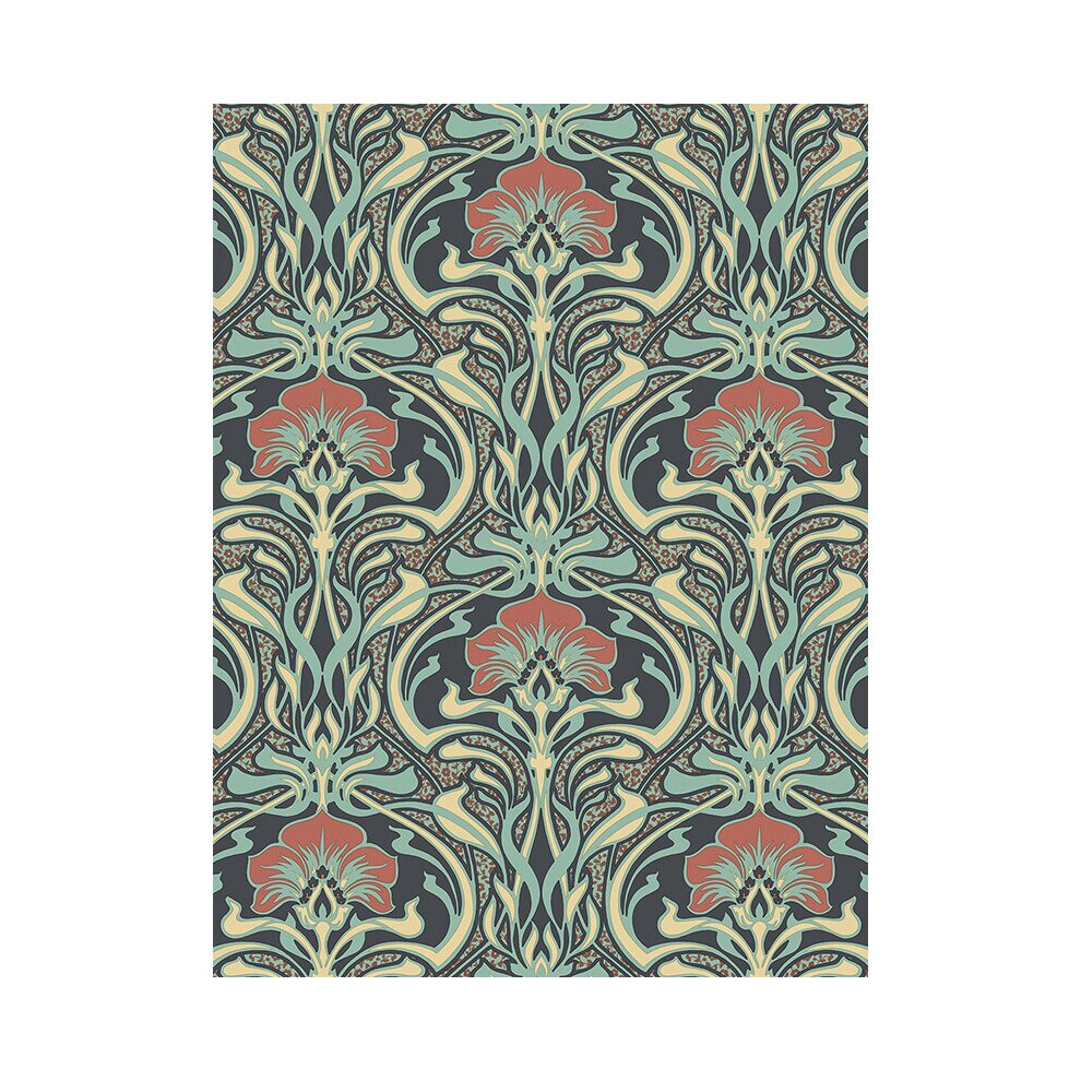 Crown Archives Flora Nouveau Wallpaper Peacock Green M1196