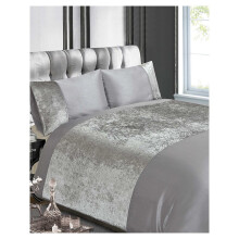 (Double, Silver) Crushed Velvet Duvet Cover Set