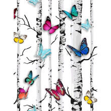 Emperor's Garden Butterflies Wallpaper White Muriva 102529 Birch Tree Background Washable Heavyweight Paper