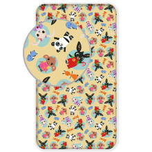 Bing Bunny Single Fitted Sheet - 100% Cotton, Pale Yellow, 90x200x25 cm, 40C Machine Wash, Tumble Dry Low, Bing & Friends