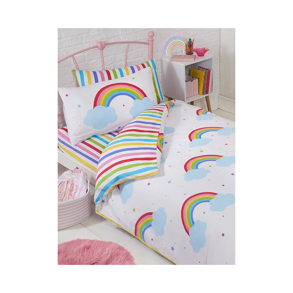 Rainbows Rainbow Sky Single Duvet Cover And Pillowcase Set White