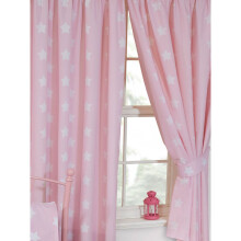 Pink and White Stars Lined Curtains