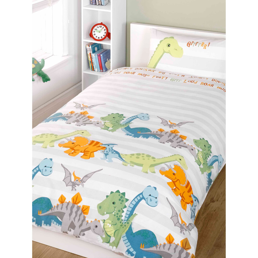 Couette junior Dinosaure Naturel - 120cm x 150cm - Synthétique - Lavable en machine