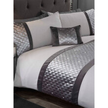 Belle Maison Hollywood Silver Embellished Double Duvet Cover Set Bedding Bed Set