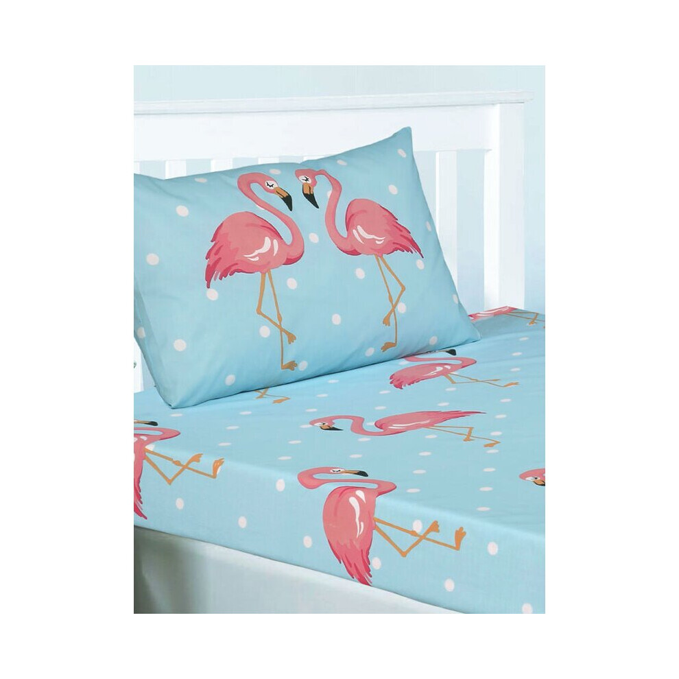 (Double) FiFi Flamingo Fitted Sheet and Pillowcase Set