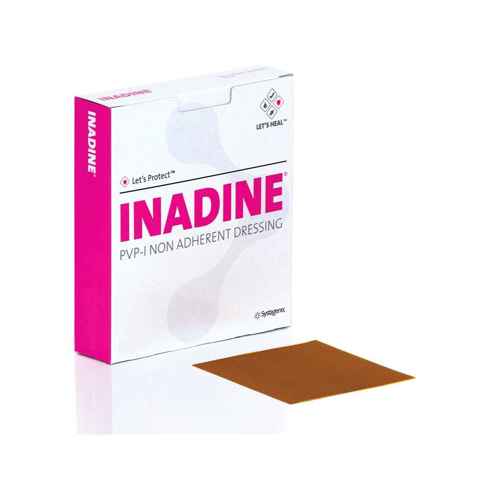 Inadine Iodine Non-Adherent Dressings 5cm x 5cm (Box of 25)