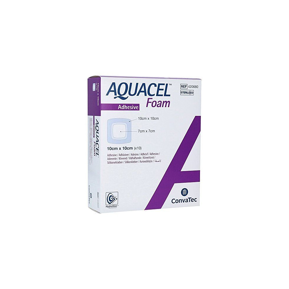 Aquacel Foam Adhesive Silicone Hydrofiber Dressing 10X10cm 420680 (X10)