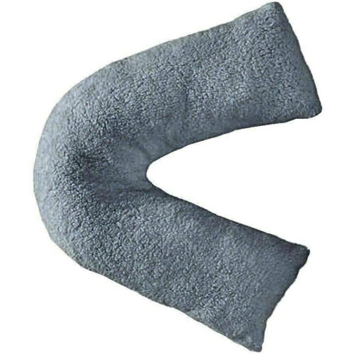 (Grey, Case Only) Teddy V Shaped Pillow Case Super Soft Warm & Cosy