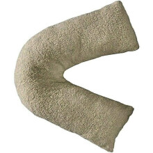 (Beige, V-Pillow With Case) Teddy V Shaped Pillow Case Super Soft Warm & Cosy
