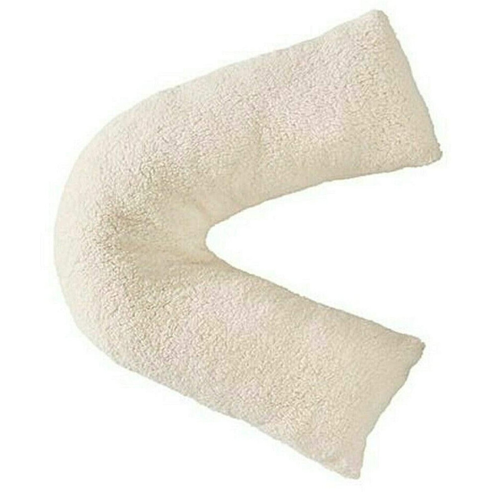 (Cream, Case Only) Teddy V Shaped Pillow Case Super Soft Warm & Cosy