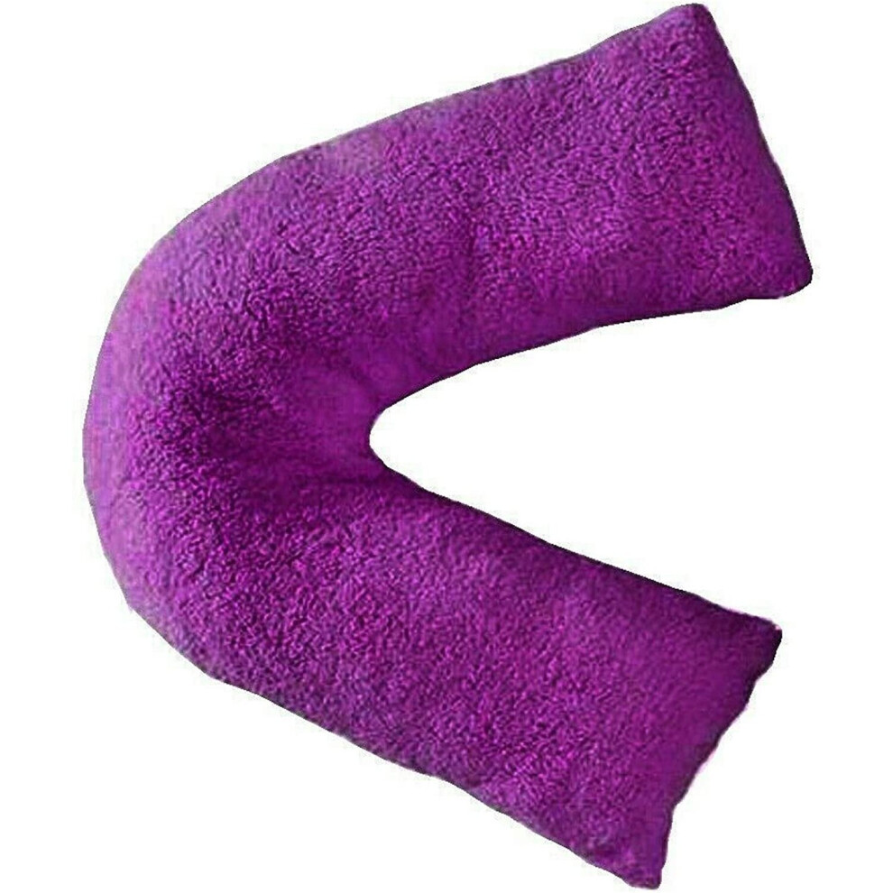 Nightzone (Plum, V-Pillow With Case) Teddy V Shaped Pillow Case Super Soft Warm & Cosy