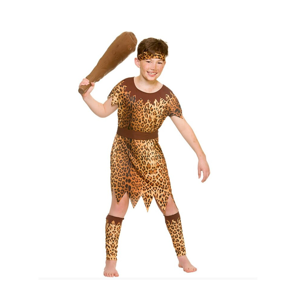 Kids Stone Age Cave Boy Fancy Dress Costume Tunic Halloween - L