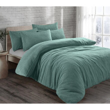 (Teal, Super King) Teddy Fleece Soft Duvet Cover with Pillow Case