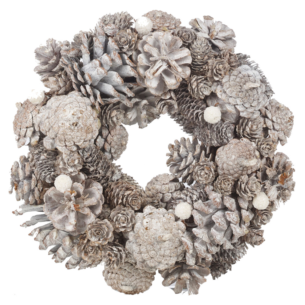 Urbn Living (Natural, 34Cm) Urbnliving Artificial Pinecone Christmas Wreath - 24-34Cm