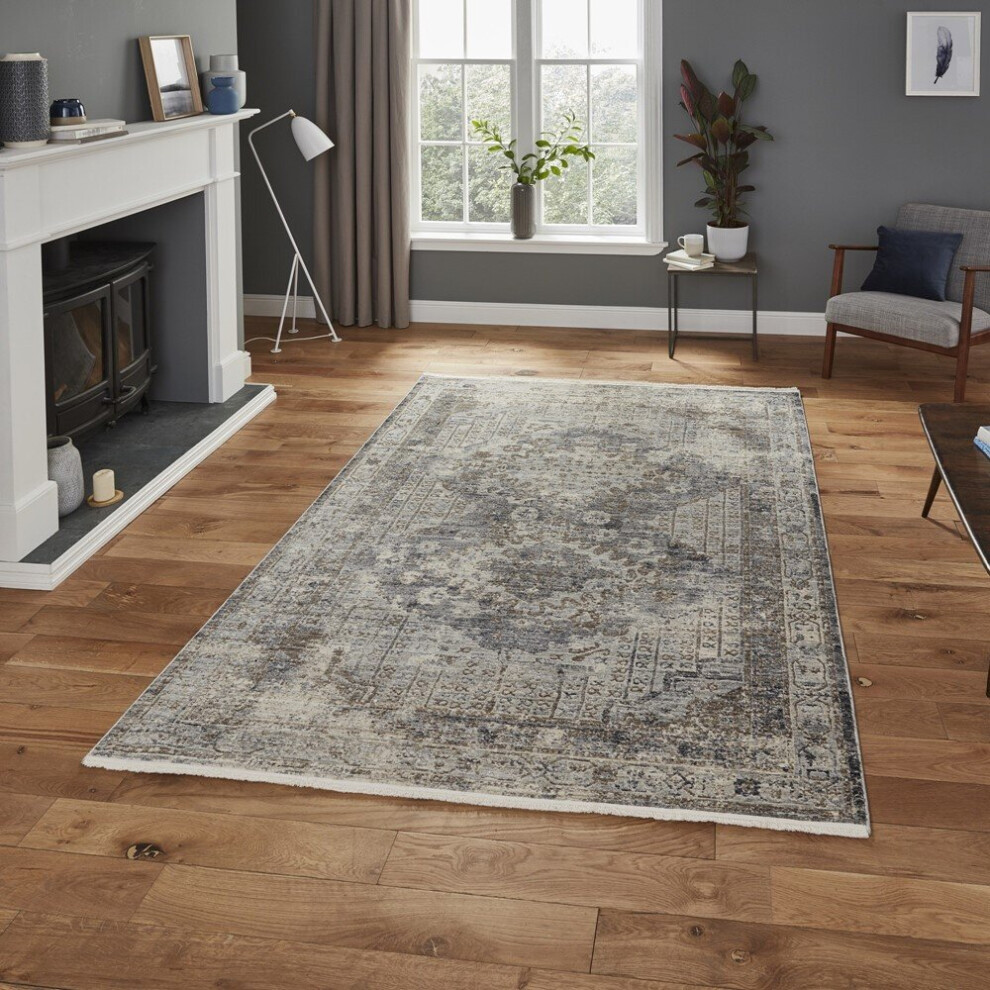 Think Rugs (160X220cm) Athena 18739 Rugs In Cozy Modern Distressed Soft Floor Mat Grey