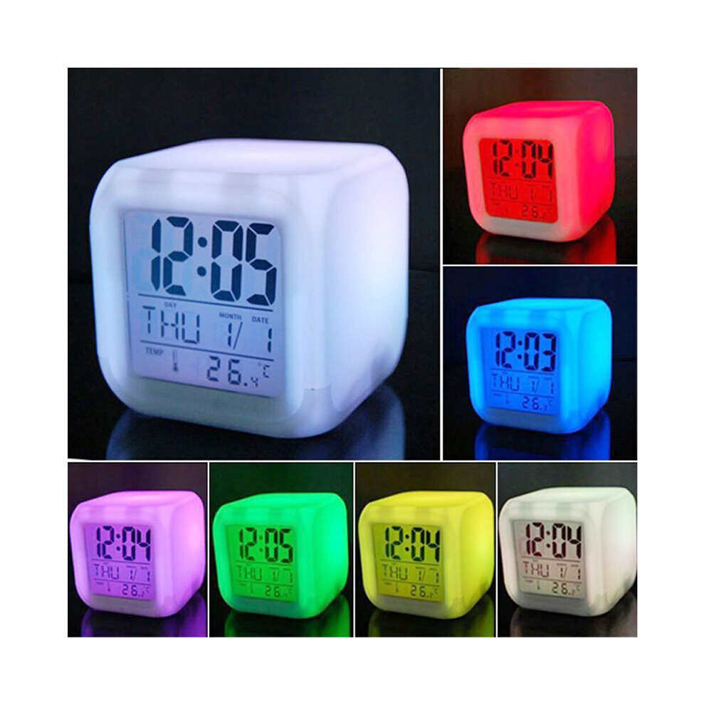 7 Color LED Glowing Alarm Clock Multi-Function Change Digital Clock