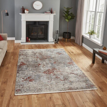 (120x170cm) Athena 18597 Rugs in Grey Terracotta Cozy Modern Distressed Soft Floor Mat
