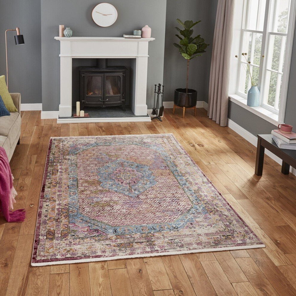 Think Rugs (120X170cm) Athena 24023 Rugs In Multi Cozy Modern Distressed Soft Floor Mat Multicoloured