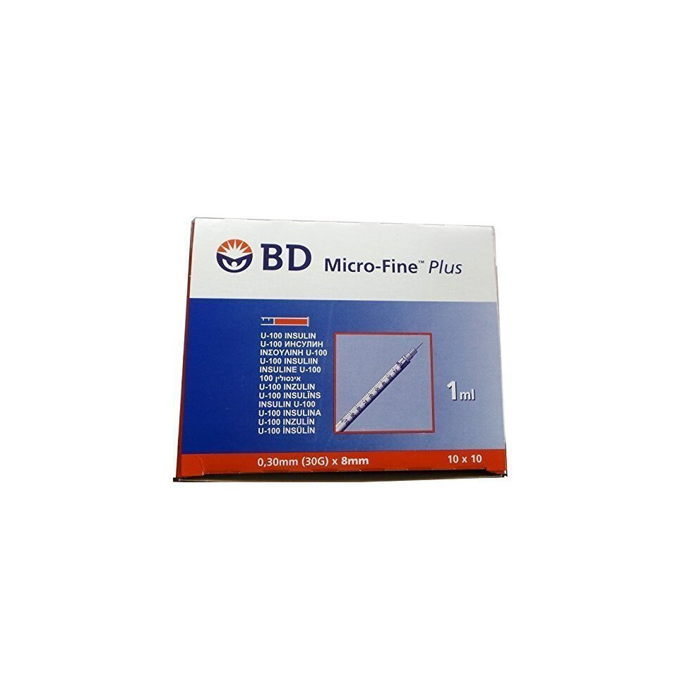 BD Micro-Fine Plus 1ml Syringe 0.30mm (30G) x 8mm - Pack of 100