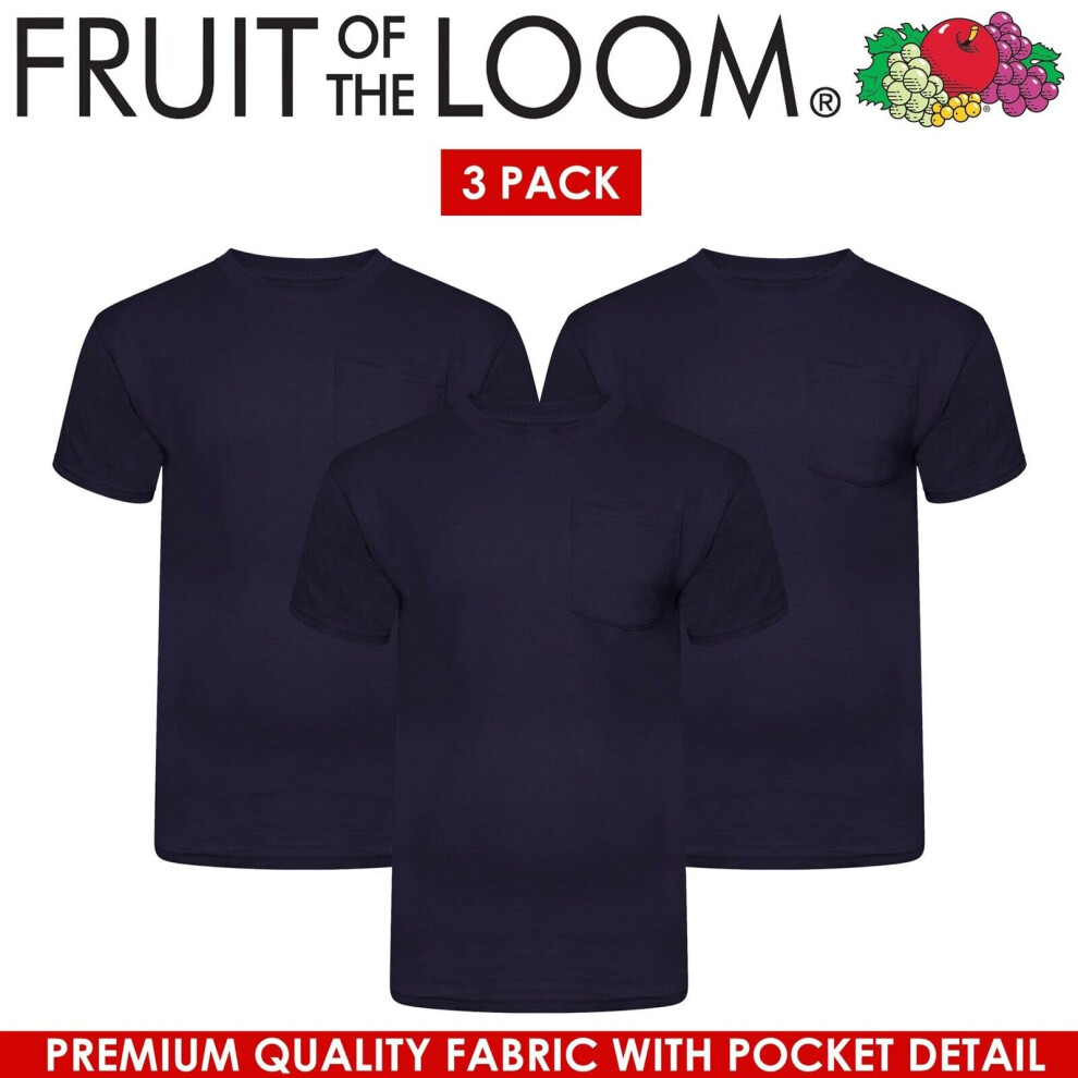 (Navy (3 Pack), S) Mens T Shirts Short Sleeve Fruit Of The Loom TShirts