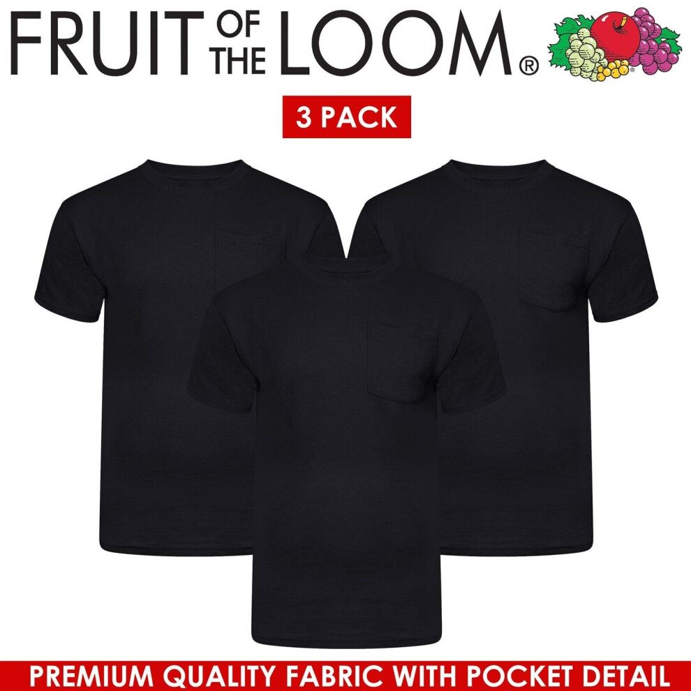 (Black (3 Pack), S) Mens T Shirts Short Sleeve Fruit Of The Loom TShirts