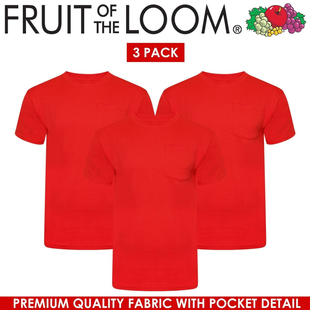 (Red (3 Pack), M) Mens T Shirts Short Sleeve Fruit Of The Loom TShirts